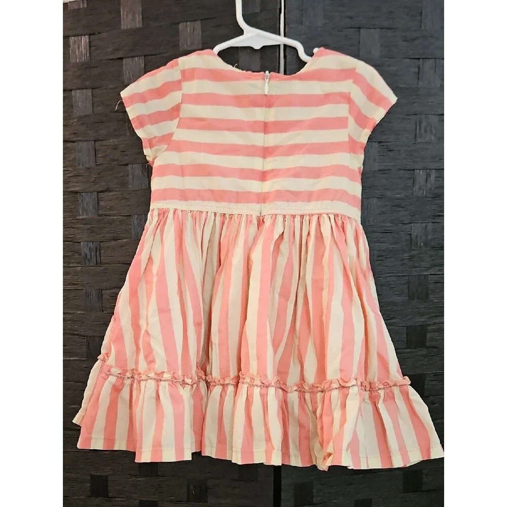 Pink Chicken Girls Pink and Cream Striped Cotton Dress 3T